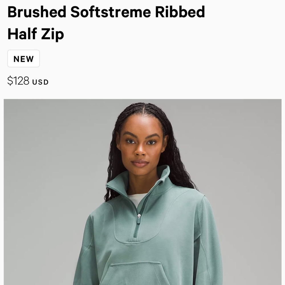 Lululemon pullover top green ribbed size 4